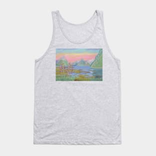 Colorful sunset in Milford Sound, New Zealand Tank Top